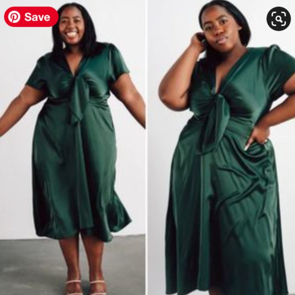 Poppy Satin Midi Dress | Green